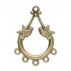 31x24mm Antique Brass Teardrops with Birds - Pack of 2