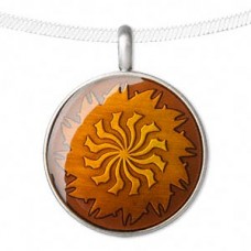 44x35mm Orange Round Double Swirl Epoxy Pewter Pendant