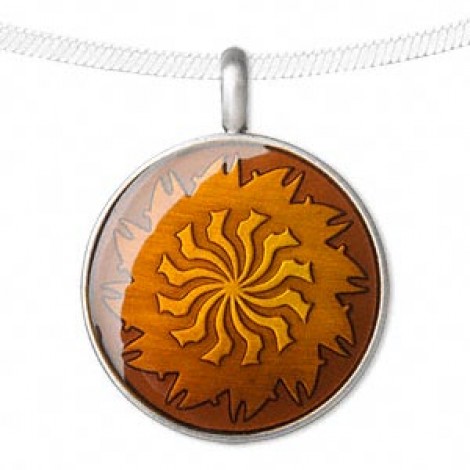 44x35mm Orange Round Double Swirl Epoxy Pewter Pendant 44x35mm Orange Round Double Swirl Epoxy Pewter Pendant