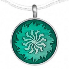 44x35mm Green Round Double Swirl Epoxy Pewter Pendant - each