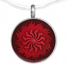 44x35mm Red Round Double Swirl Epoxy Pewter Pendant