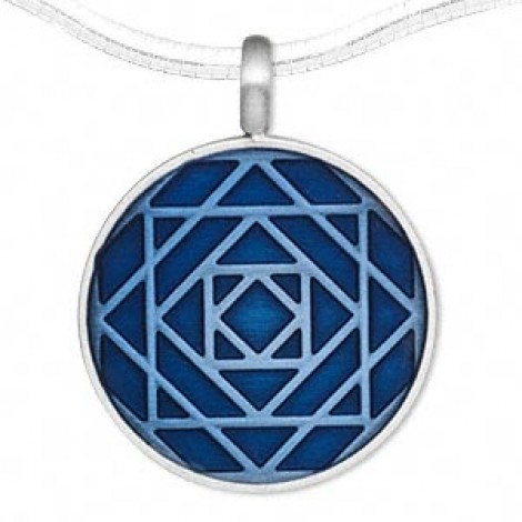 44x35mm Blue Round Stars Epoxy Pewter Pendant