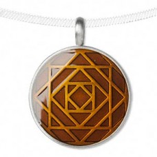 44x35mm Orange Round Stars Epoxy Pewter Pendant