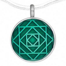 44x35mm Green Round Stars Epoxy Pewter Pendant- Each