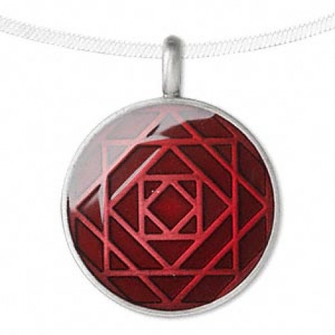 44x35mm Red Round Stars Epoxy Pewter Pendant 44x35mm Red Round Stars Epoxy Pewter Pendant
