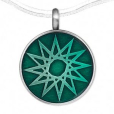 44x35mm Green Round Multi-Star Epoxy Pewter Pendant - Each