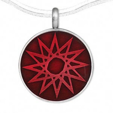 44x35mm Red Round Star Epoxy Pewter Pendant 44x35mm Red Round Star Epoxy Pewter Pendant
