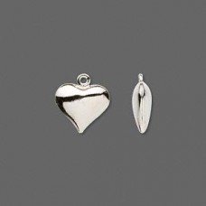 12x11mm Silver Plated Double Sided Heart Charms