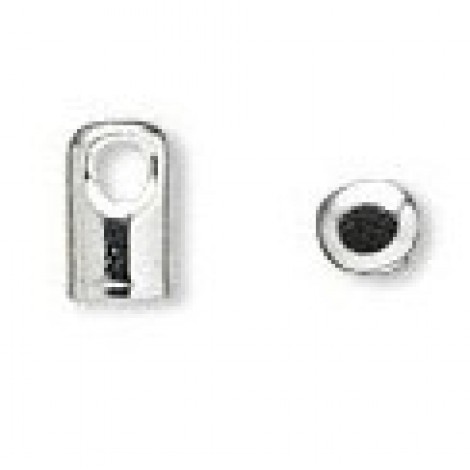 4mm Silver Plated Cord End Caps (For 3mm cord) - Pack of 10