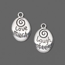 17x13mm 'Love much, Laugh Often' Ant Silver Charm