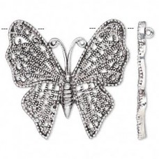 54x52mm Antique Silver Pewter Butterfly Focal - Pack of 2