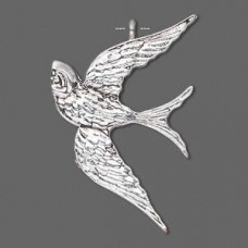 39x26mm Antique Silver Pewter Bird Focal