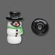 25x12mm Lampwork Snowman Beads - per pair