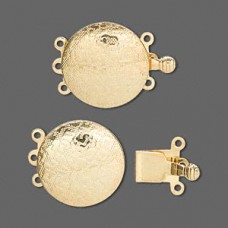 17mm Gold Plated Box Style 3-Strand Clasps - Pack of 5