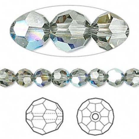 8mm Swarovski Crystal Round Beads - Black Diamond AB