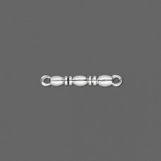 17x3mm Antique Silver Pewter 3-Oval Link Bar - Pack of 10