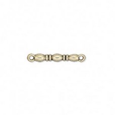 17x3mm Antique Gold Pewter 3-Oval Link Bar - Pack of 10