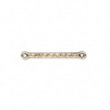 21mm Double sided Ant Gold Pewter Fancy Link Bar - Pack of 10