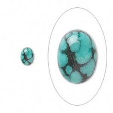7x5mm Oval Grade B Turquoise Cabochons with Matrix - Pack of 2