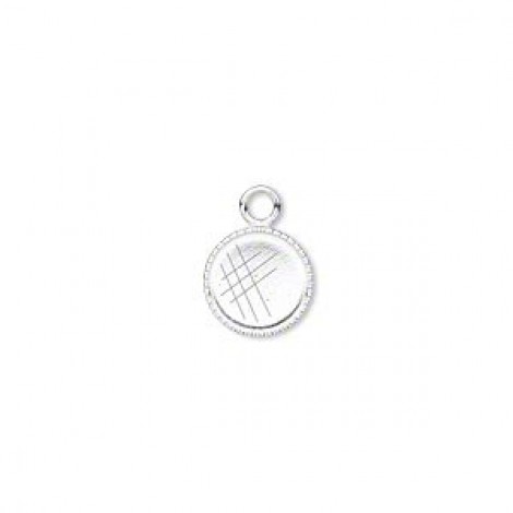8mm Silver Plated Round Bezel Cup Drops - Pack of 12