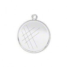 20mm Silver Plated Brass Round Bezel Cup Drops - Each