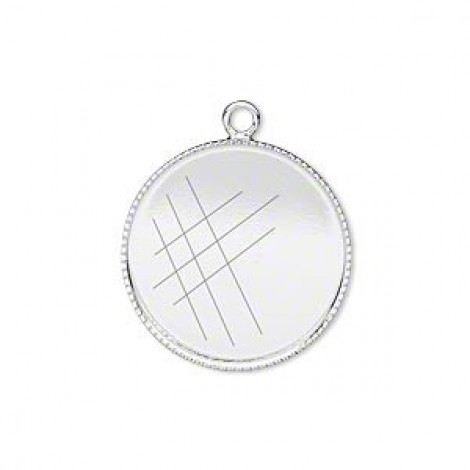 20mm Silver Plated Brass Round Bezel Cup Drops - Each 20mm Silver Plated Brass Round Bezel Cup Drops - Each