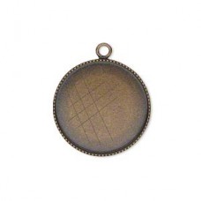 20mm Round Antique Brass Bezel Cup w/Loop - Each