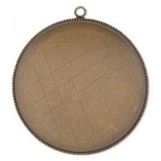 Antique Brass 38mm Bezel Cup w/Serrated Edge & loop - Each