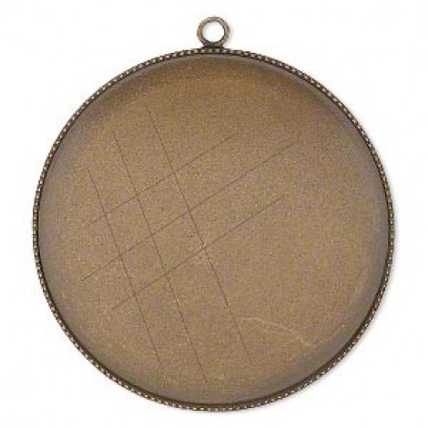 Antique Brass 38mm Bezel Cup w/Serrated Edge & loop - Each