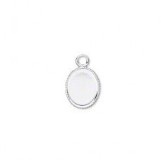 10x8mm Silver Plated Oval Bezel Cup Drops - Pack of 12