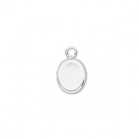 10x8mm Silver Plated Oval Bezel Cup Drops
