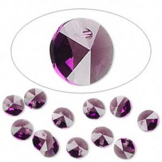 8mm Swarovski 6200 Rivoli w/Hole - Amethyst - Pack of 10