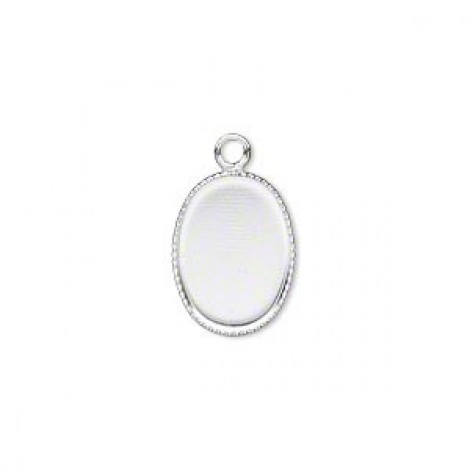 14x10mm Silver Plated Oval Bezel Cup Drop