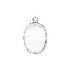 18x13mm ID Silver Plated Oval Bezel Cup Drops - Pack of 2