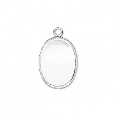 18x13mm ID Silver Plated Oval Bezel Cup Drops - Pack of 2