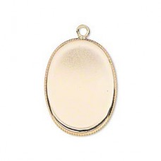 25x18mm Gold Plated Oval Bezel Cup Drops