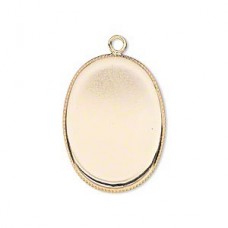 25x18mm Gold Plated Oval Bezel Cup Drops - Pack of 2
