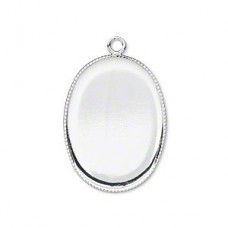 25x18mm Silver Plated Oval Bezel Cup Drops