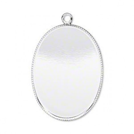 30x22mm Silver Plated Oval Bezel Cup Drops