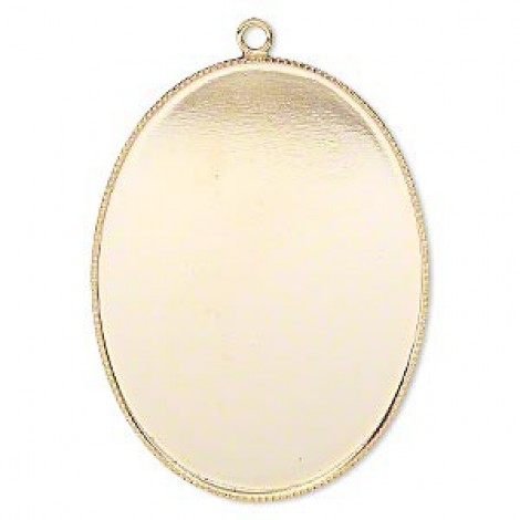 40x30mm Gold Plated Oval Bezel Cup Drops - Each