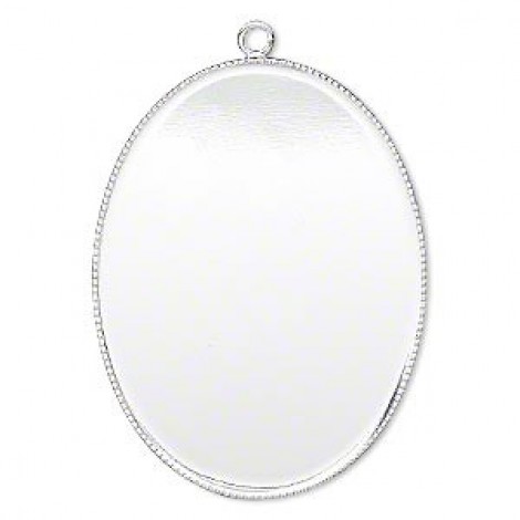 40x30mm Silver Plated Oval Bezel Cup Drops