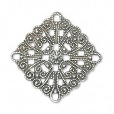 28mm Antique Silver Square Filigree - Pack of 2