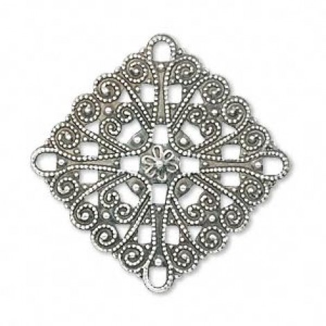 28mm Antique Silver Square Filigree - Pack of 2 28mm Antique Silver Square Filigree - Pack of 2
