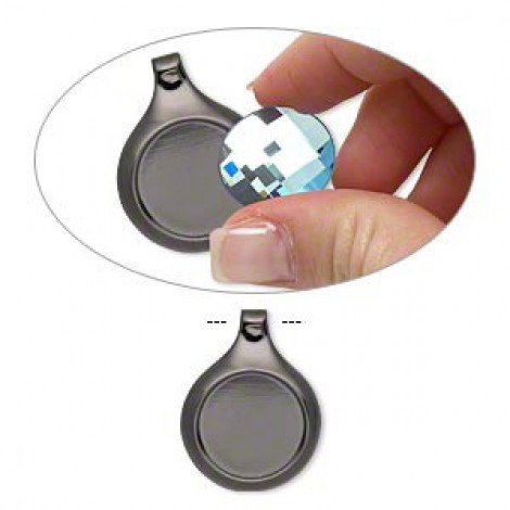 20mm Gunmetal Plated Round Pendant Bezel Setting - Each