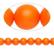8mm Swarovski Crystal Pearls - Neon Orange - Pack of 10