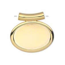Gold Plated 25x18mm Oval Pendant Bezel Setting - Each