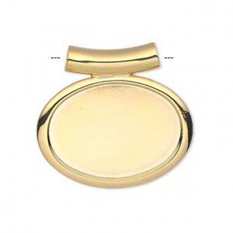 Gold Plated 25x18mm Oval Pendant Bezel Setting - Each
