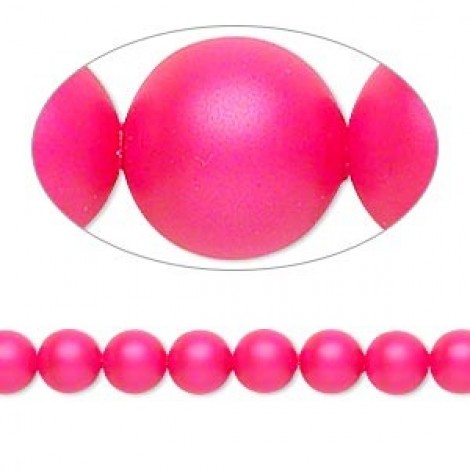10mm Swarovski Crystal Large Hole Pearls - Neon Pink