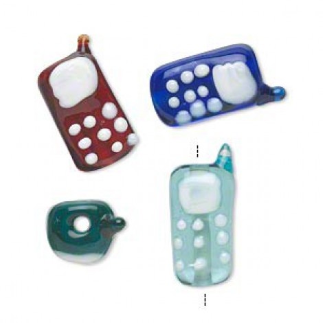 17x10mm Lampwork Mobile Phone Beads - Pk 4