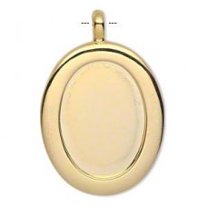 Gold Plated 25x18mm Oval Pendant Bezel Setting - Each